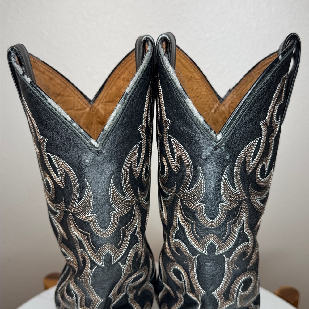 Tony Lama Black and Brown Cowboy Western Leather Boots style RR4001 - 8D - Picture 7 of 16